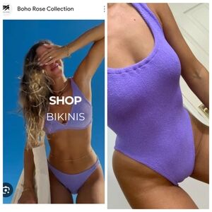 Nwpt BOHO rose Violet Crinkle One Piece Bodysuit Or Swim S